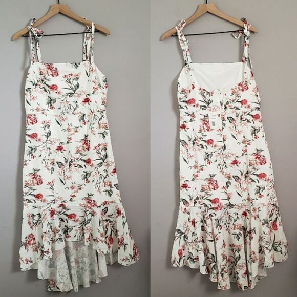 Two Sisters The Label Priscilia Floral Dress Square Neck White Pink SZ 10 - Picture 2 of 6